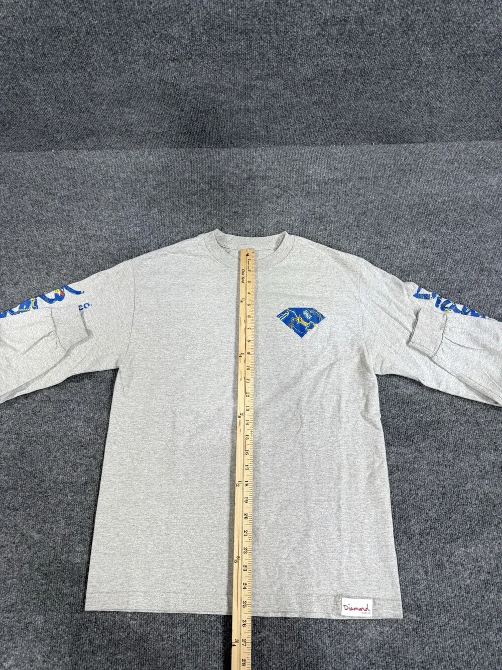 Diamond Supply Co Long Sleeve T Shirt Mens M Gray Nautical Graphic Made USA